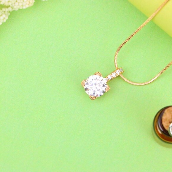 "Elegant White Solitaire Pendant with Sparkling Bail Accent, XPPT1715 - Picture 3 of 13